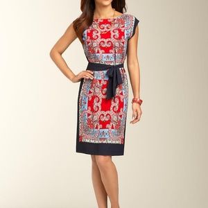 Talbots paisley belted dress sz S